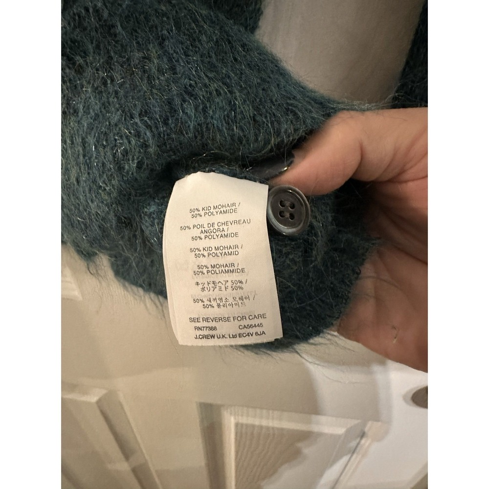 J Crew Mohair Blend V Neck Cardigan Sweater Teal Blue Size Small - Picture 3 of 4